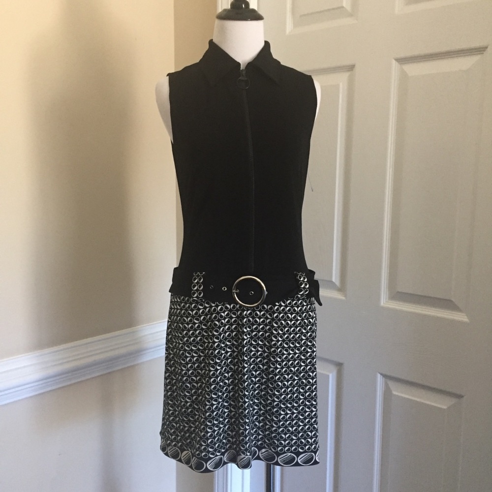 NEW Boston Proper Black Front Zippered Mini Dress